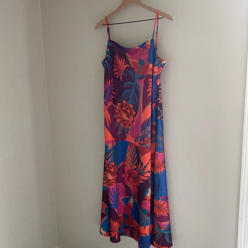 Joie new without tags tropical floral spaghetti strap maxi dress size large - Picture 2 of 5